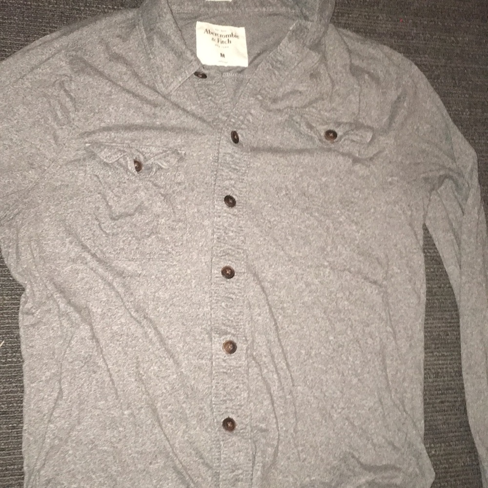 Abercrombie muscle shirt gray button up